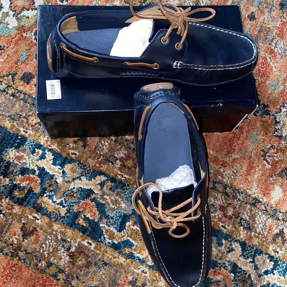 Men’s Navy Blue Leather Polo Shoes